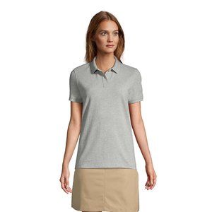 Lands' End Women's Short Sleeve Mesh Polo Shirt, Gray Heather, W15, NWT